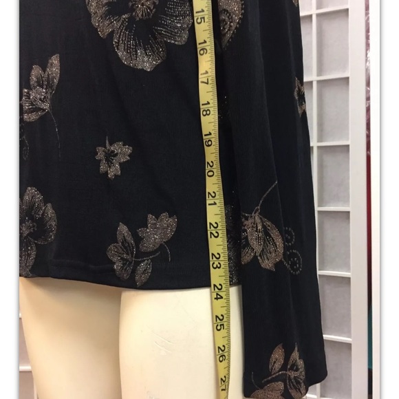 Pacific Palm, Women, blouse, black, stamped sparkle flowers, formal, size L.: - Picture 6 of 8